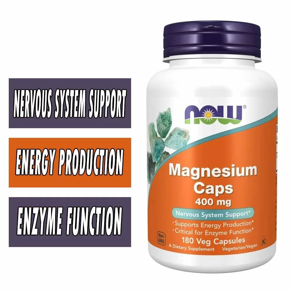 NOW Magnesium - 400 mg - 180 Veg Capsules