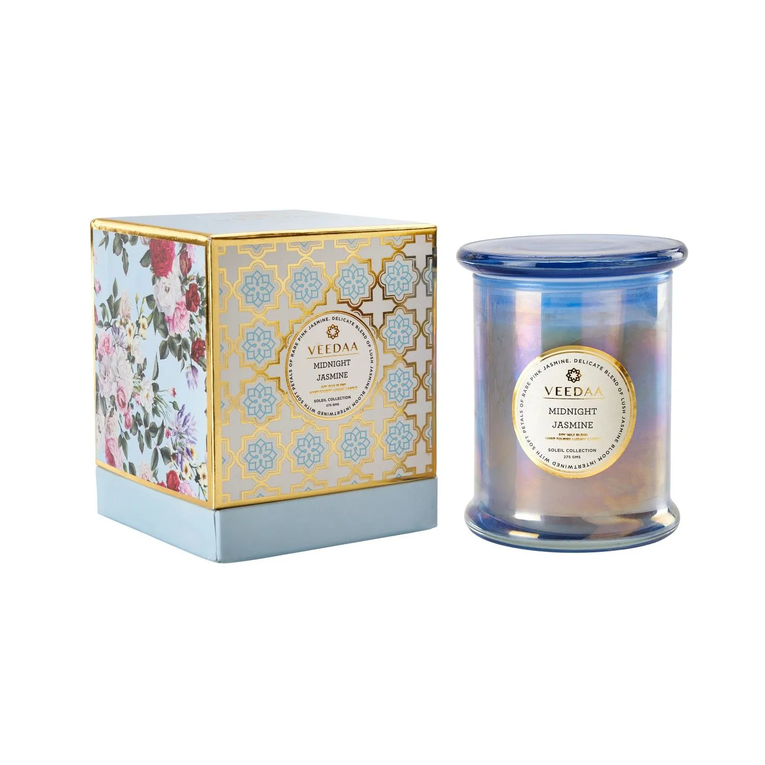 Veedaa Midnight Jasmine Danube Glass Scented Candle