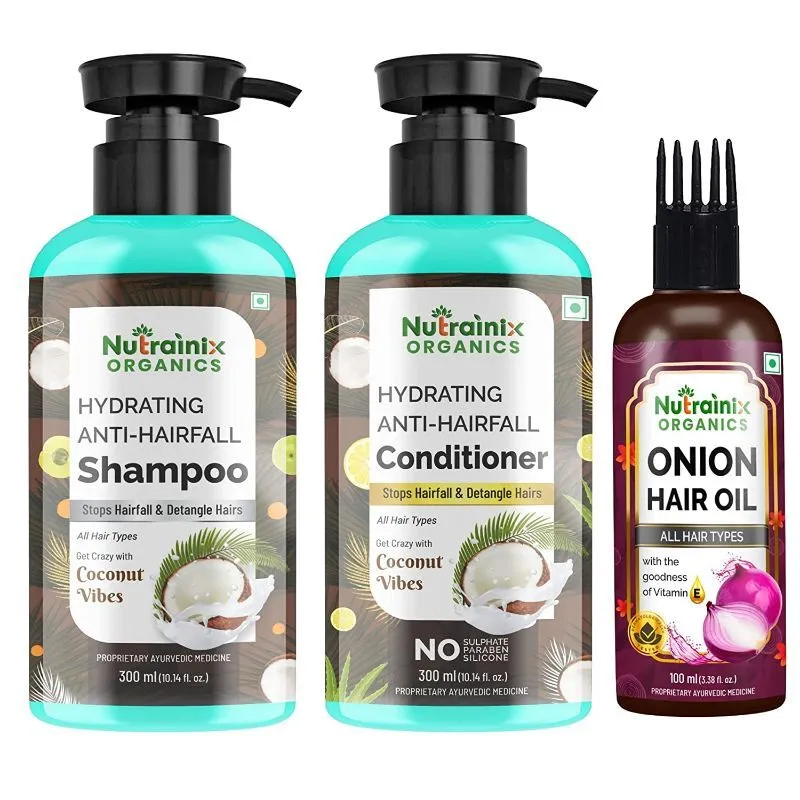 Nutrainix Organics Anti-hairfall Conditioner And Shampoo- Onion Oil Complete Hair Care Combo