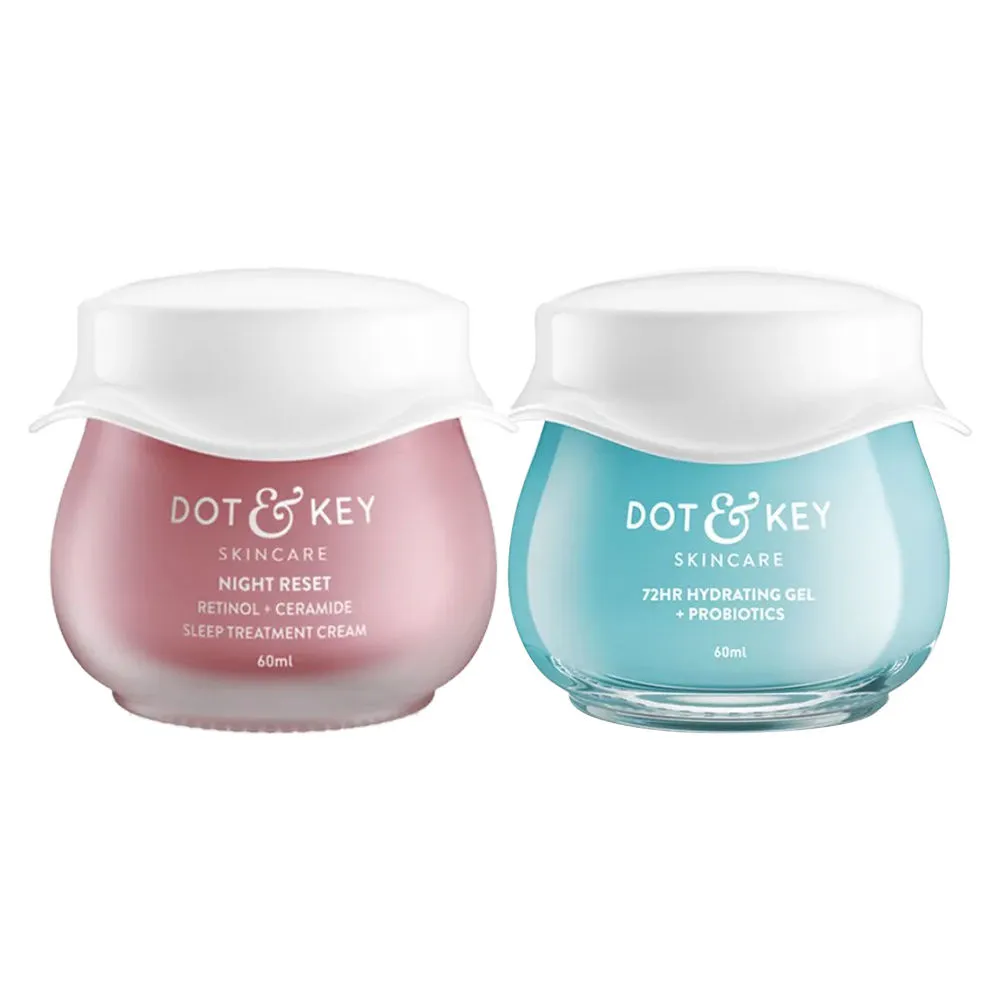 Dot & Key Am Pm Routine With Hyaluronic Acid- 72Hr Hydrating Probiotics Gel & Retinol Night Cream