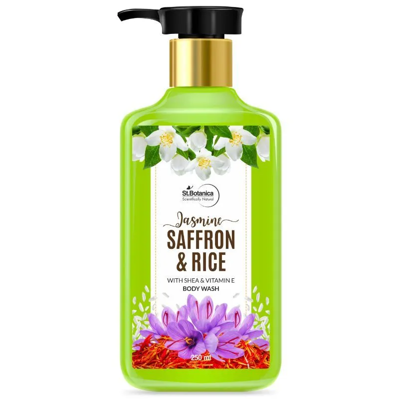 St.Botanica Jasmine Saffron & Rice Body Wash - With Shea & Vitamin E Shower Gel