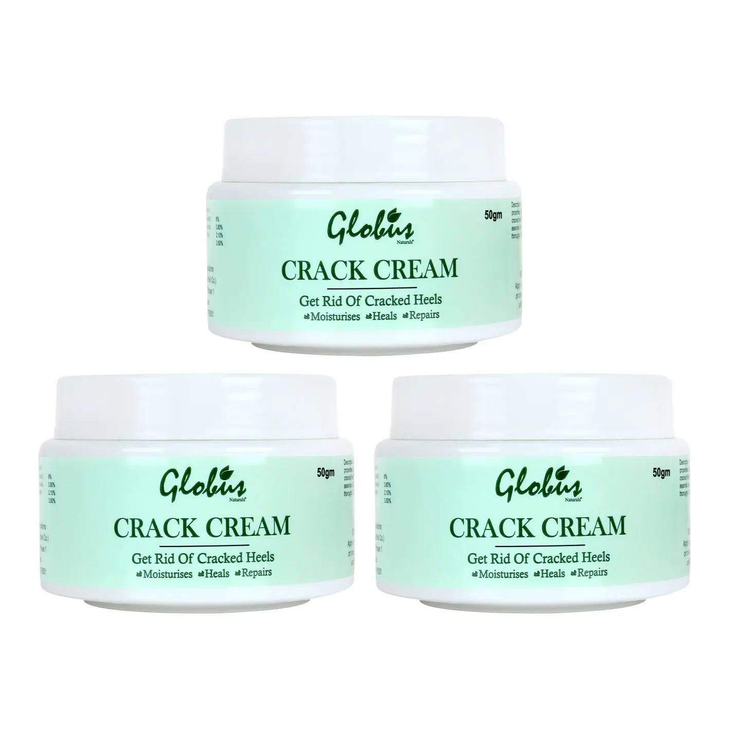 Globus Naturals Crack Cream For Dry Cracked Heels & Feet (50 g) Pack Of 3