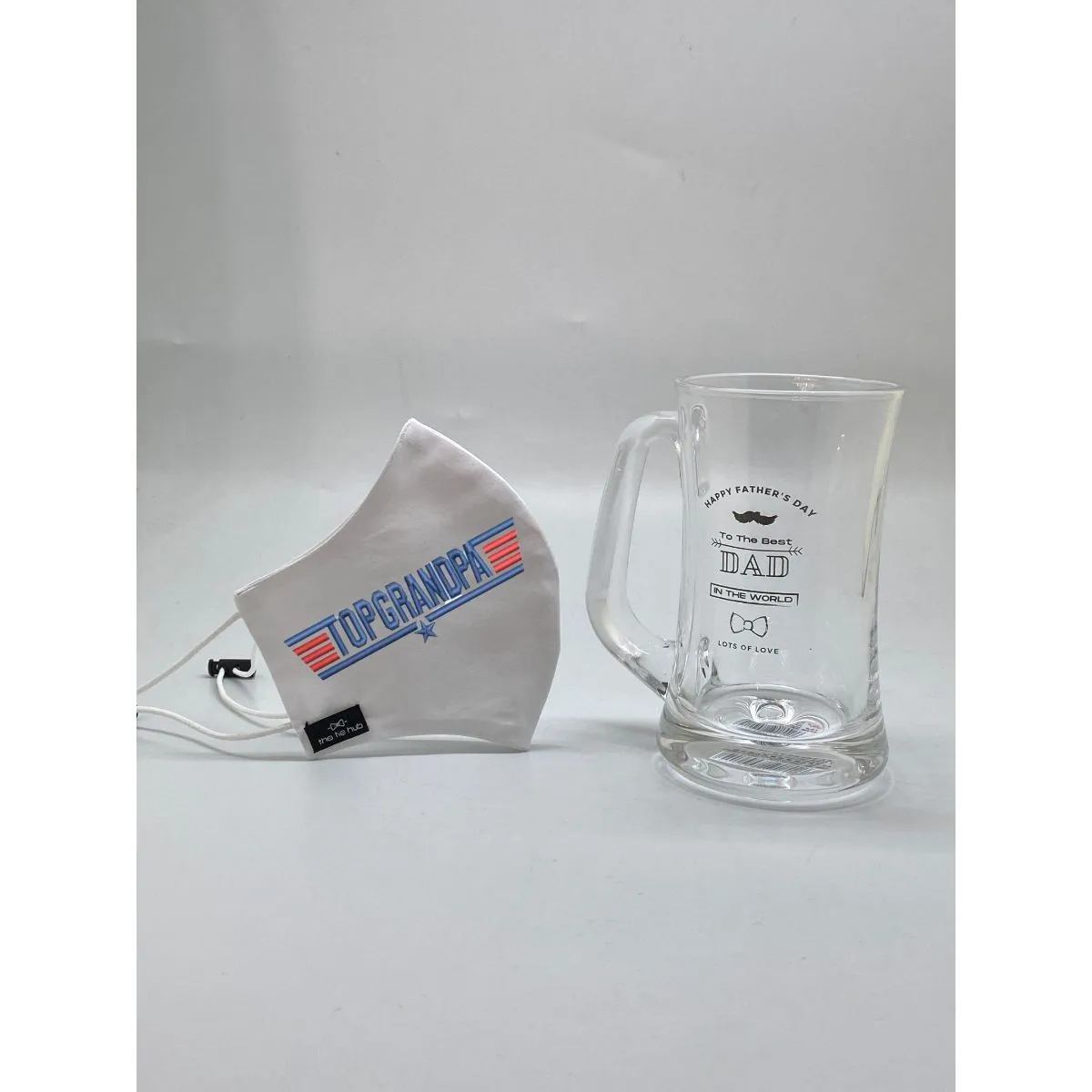 The Tie Hub Top Grandpa blue Face Mask with Beer Mug