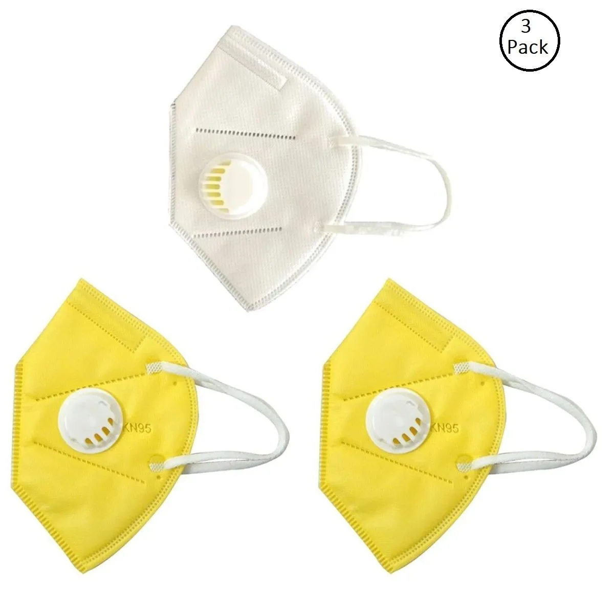 OOMPH Pack of 3 Anti-Pollution Reusable 5 Layer Mask - Yellow White Yellow