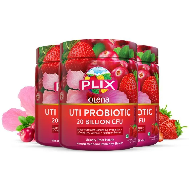 Plix Uti Probiotic Drink- Strawberry Flavour - Pack Of 3