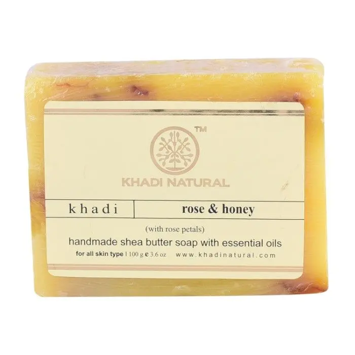 Khadi Natural Rose Honey With Rose Petals Soap| Soft & Supple Skin - (100 g)