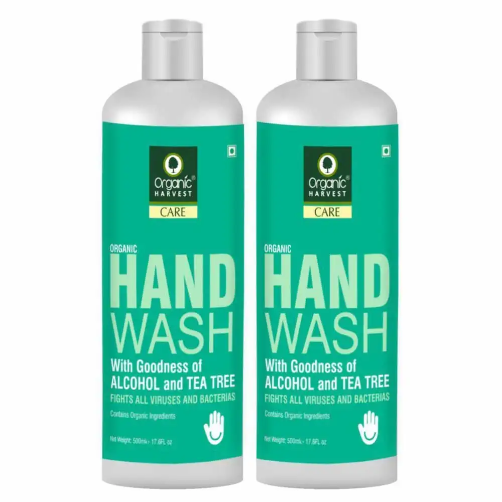 Organic Harvest Hand Wash,  Alcohol & Tea Tree  500 ml  Fights All Viruses & Bacteria (Pack of 2)