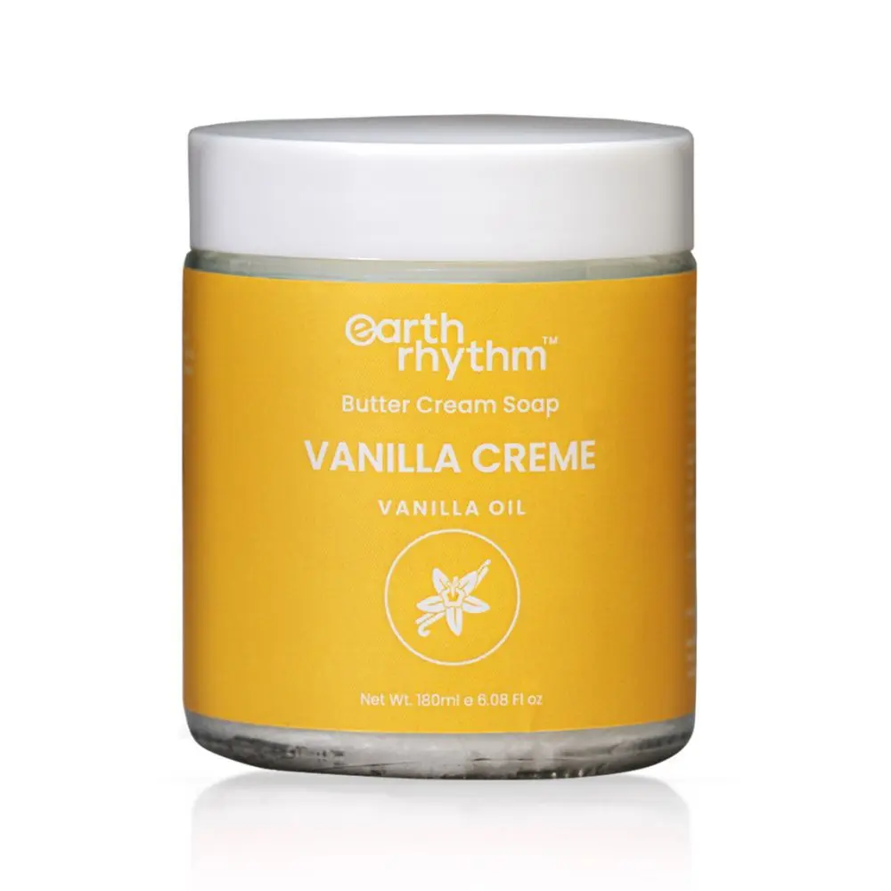 Earth Rhythm Vanilla Creme Butter Cream Soap with the goodness of Shea Butter & Vanilla Oil | Balances Skin pH & Moisturises Skin | Men & Women - 180 ML