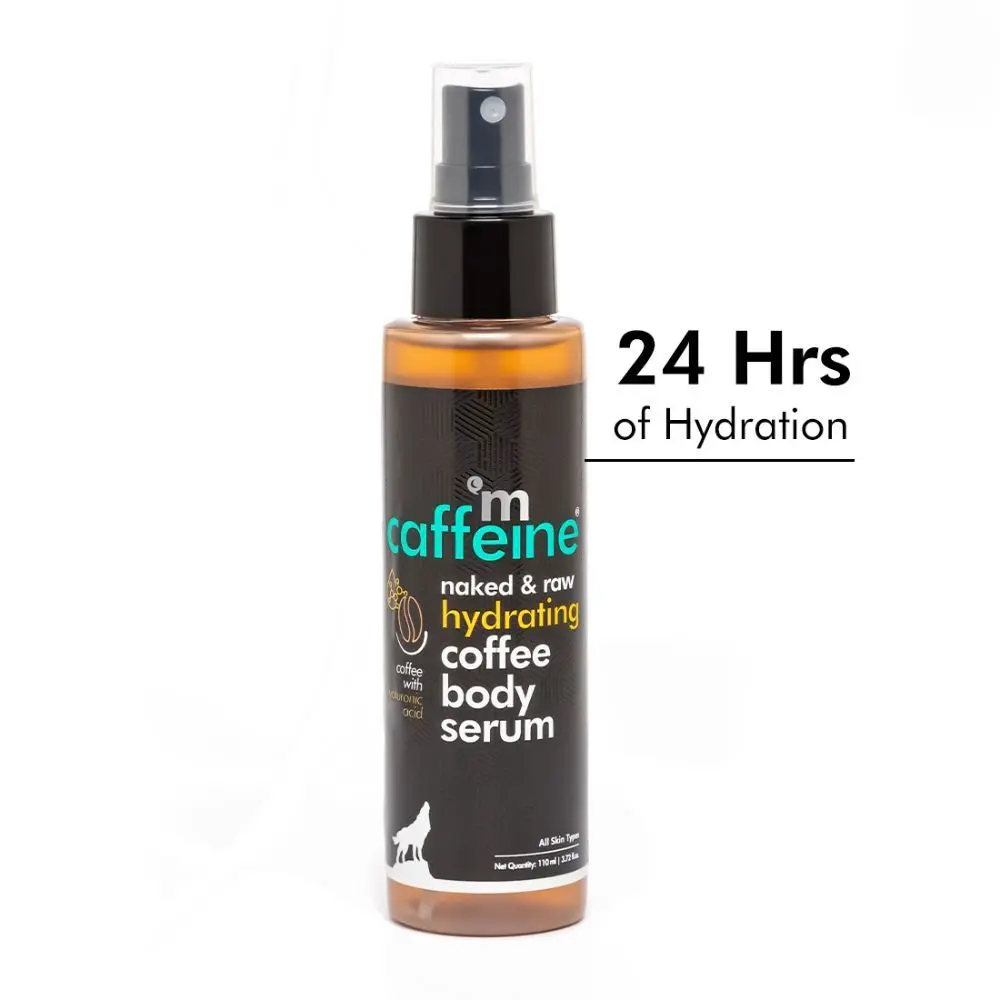 mCaffeine Hydrating Coffee Body Serum Spray with Hyaluronic Acid & Vitamin E | Repairs & Heals Damaged Skin| Natural & 100% Vegan 110 ml