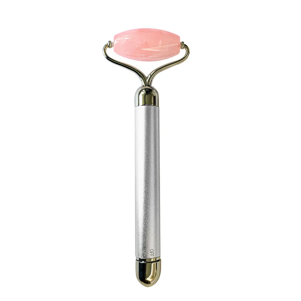 Natural Vibes Rose Quartz Vibrating Roller for Face Neck and Under Eye