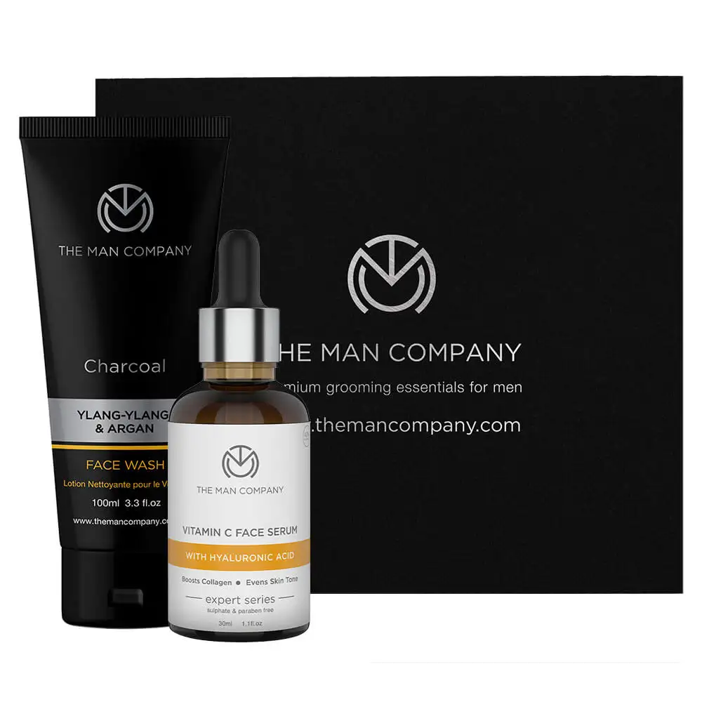 The Man Company Charcoal Face Wash & Vitamin C Face Serum,  2 Piece(s)/Pack  for All Skin Types