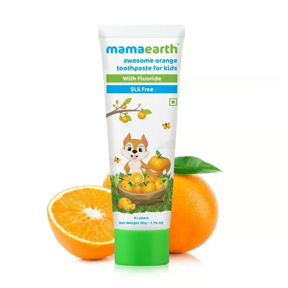 Mamaearth Mamaearth Natural Toothpaste, Orange Flavour, SLS Free, With 750 PPM Fluoride, 4+ years, 50gm