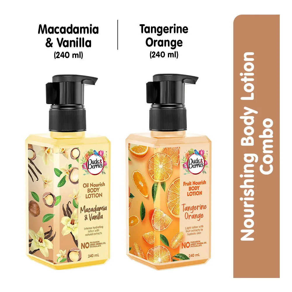 Buds & Berries Combo Tangerine Orange Body Lotion + Macadamia and Vanilla Body Lotion