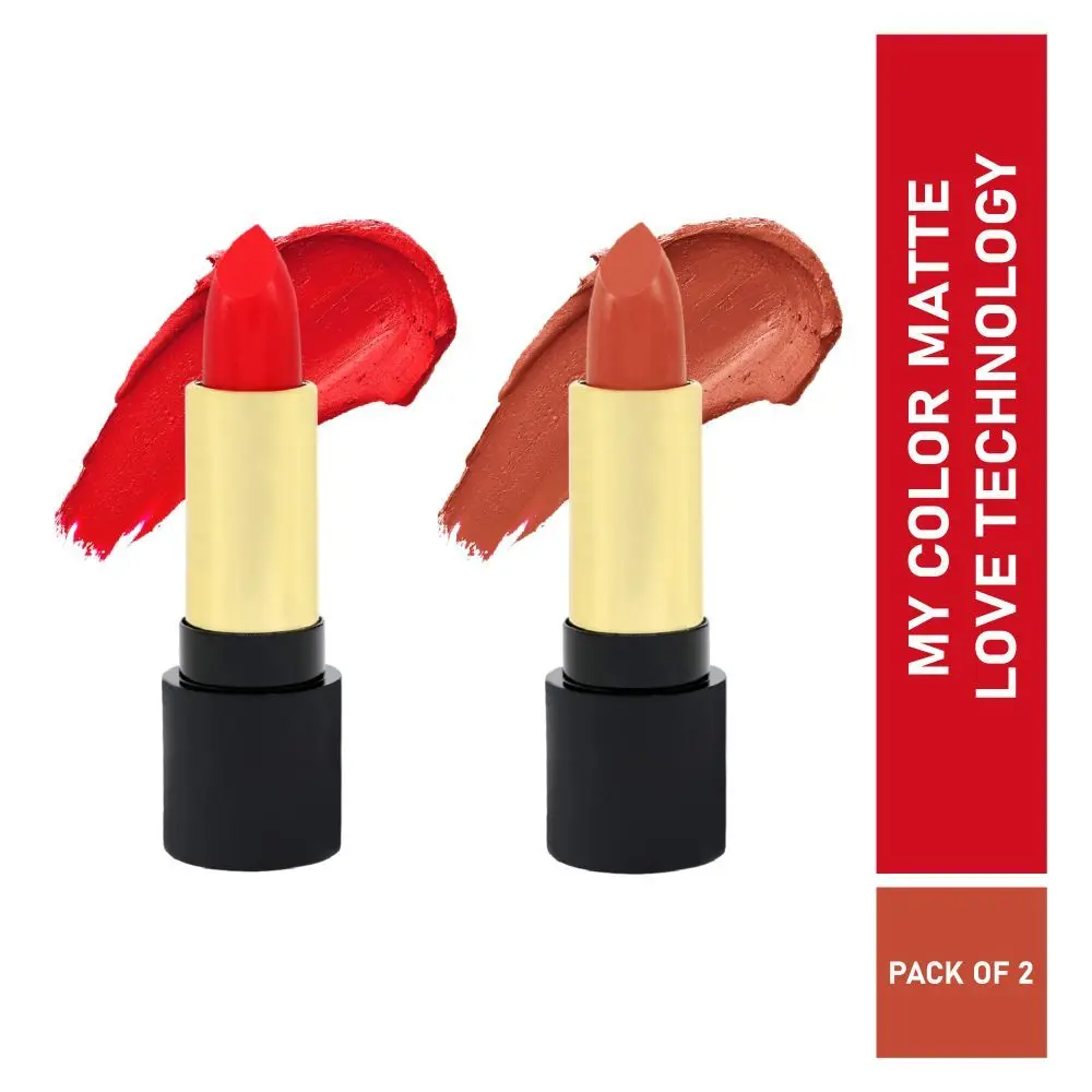 Half N Half Velvet Matte Texture Lipstick My Colour, Ravishing-Nude & Lady-Red, PO2 (7.6gm)