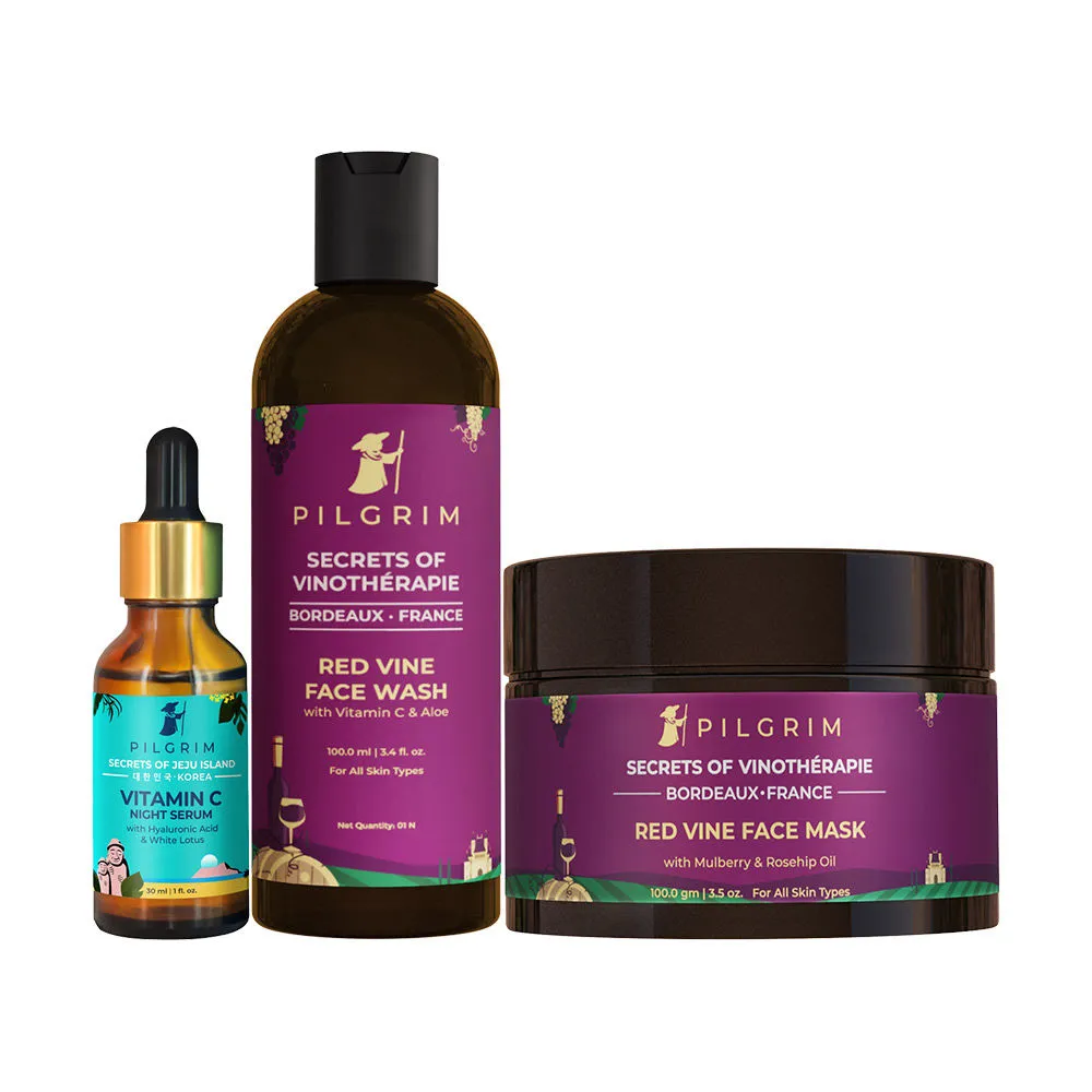 Pilgrim Red Vine Anti-Ageing & Skin Brightening Face Care Combo