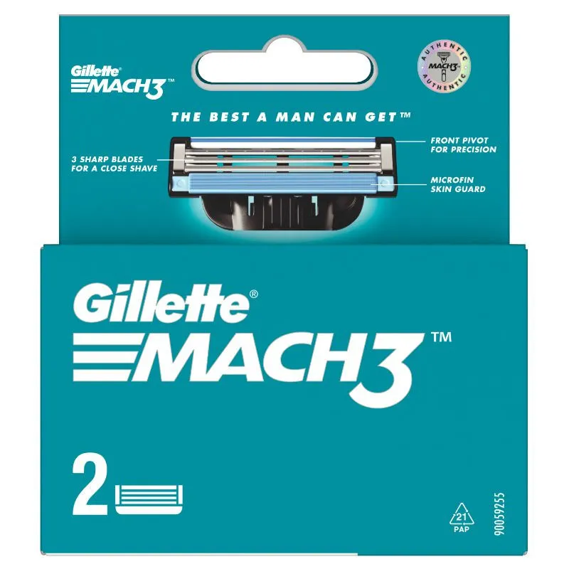 Gillette Mach 3 Manual Shaving Razor Blades Cartridge - 2s Pack