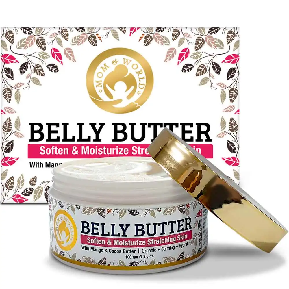 Mom & World Belly Butter Soften and Moisturizes Stretching Skin,  100 g  with Mango & Cocoa Butter