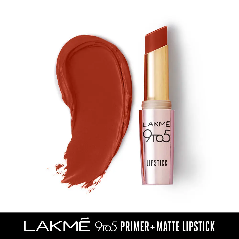 Lakme 9TO5 Primer + Matte Lip Color MR3 Red Rust (3.6 g)