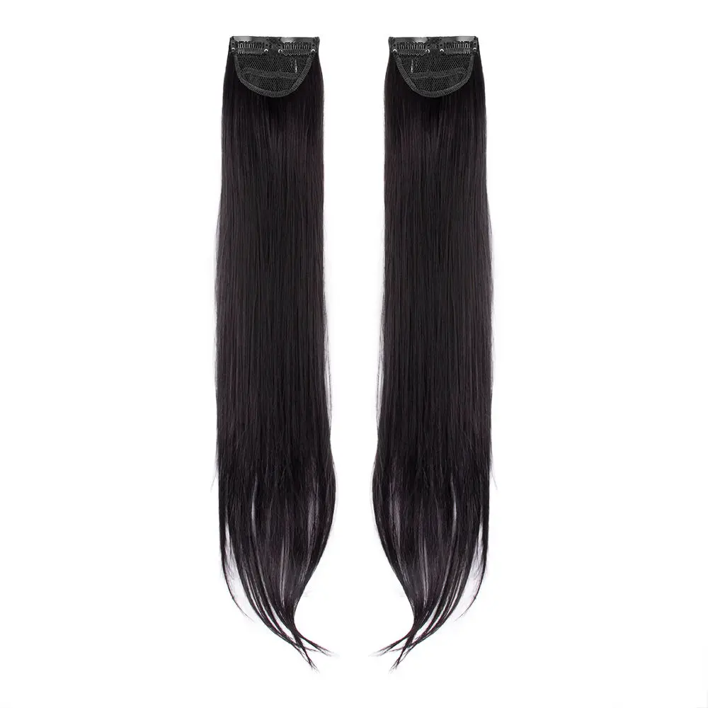 STREAK STREET CLIP-IN 24" STRAIGHT NATURAL BLACK SIDE PATCHES (2pcs Set)