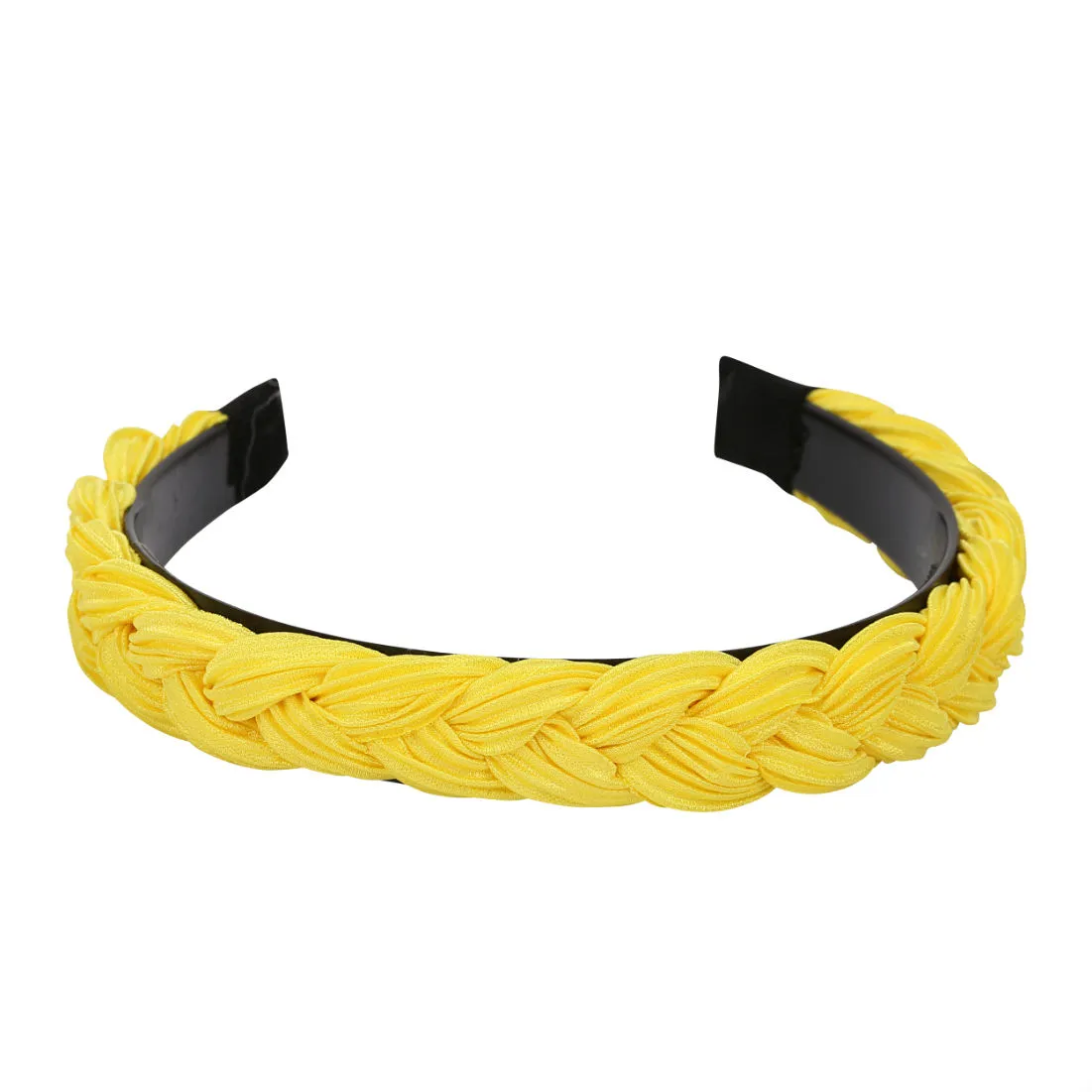 YouBella Hair Jewellery Fabric And Plastic Braid Shape Light Yellow Head Band (YBHAIR_41344)