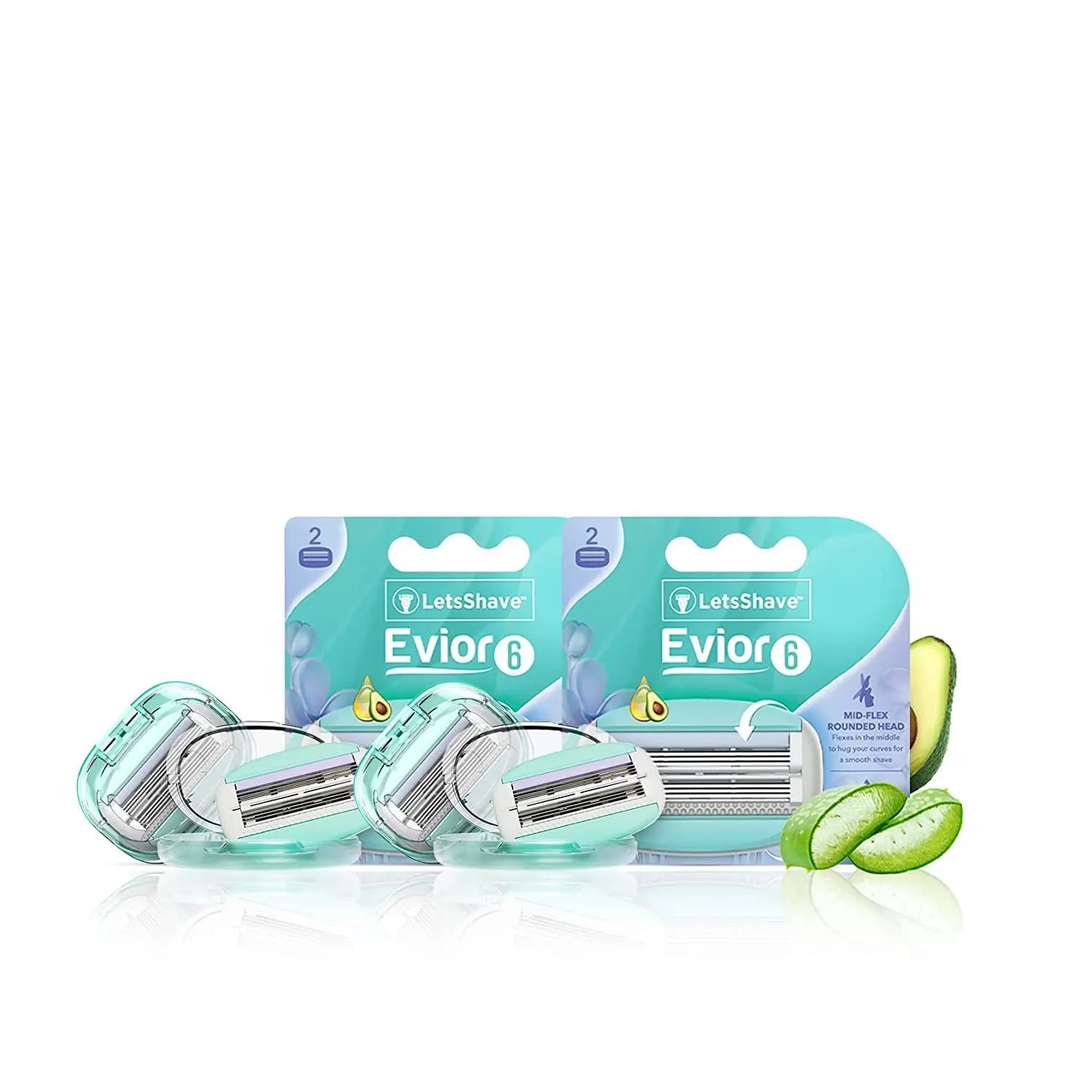 LetsShave Evior 6 Body Razor Blade Refills - Twin Three Blade Design Blade (Pack of 4)