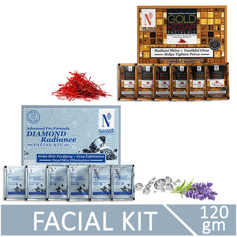 NutriGlow Natural's Advanced Pro Facial Kit - Gold Kesar + Diamond Radiance