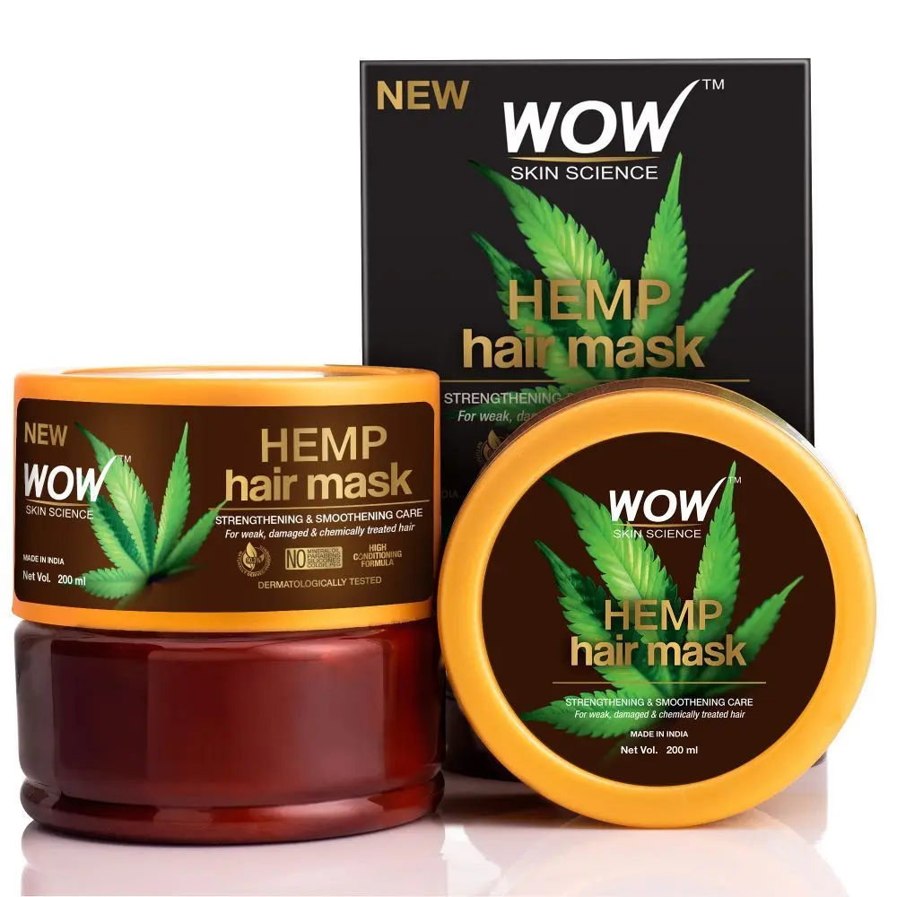 WOW Skin Science Hemp Hair Mask for Strengthening and Smoothening - For Dry & Stressed Scalp - 200 ML