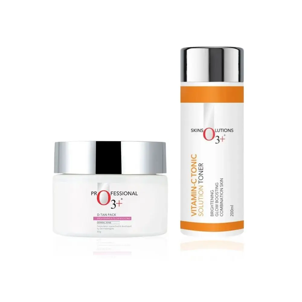 O3+ Brightening & Whitening Dermal Zone D-Tan Pack For De Tan + O3+ Vitamin-C Tonic Solution Toner - Combo