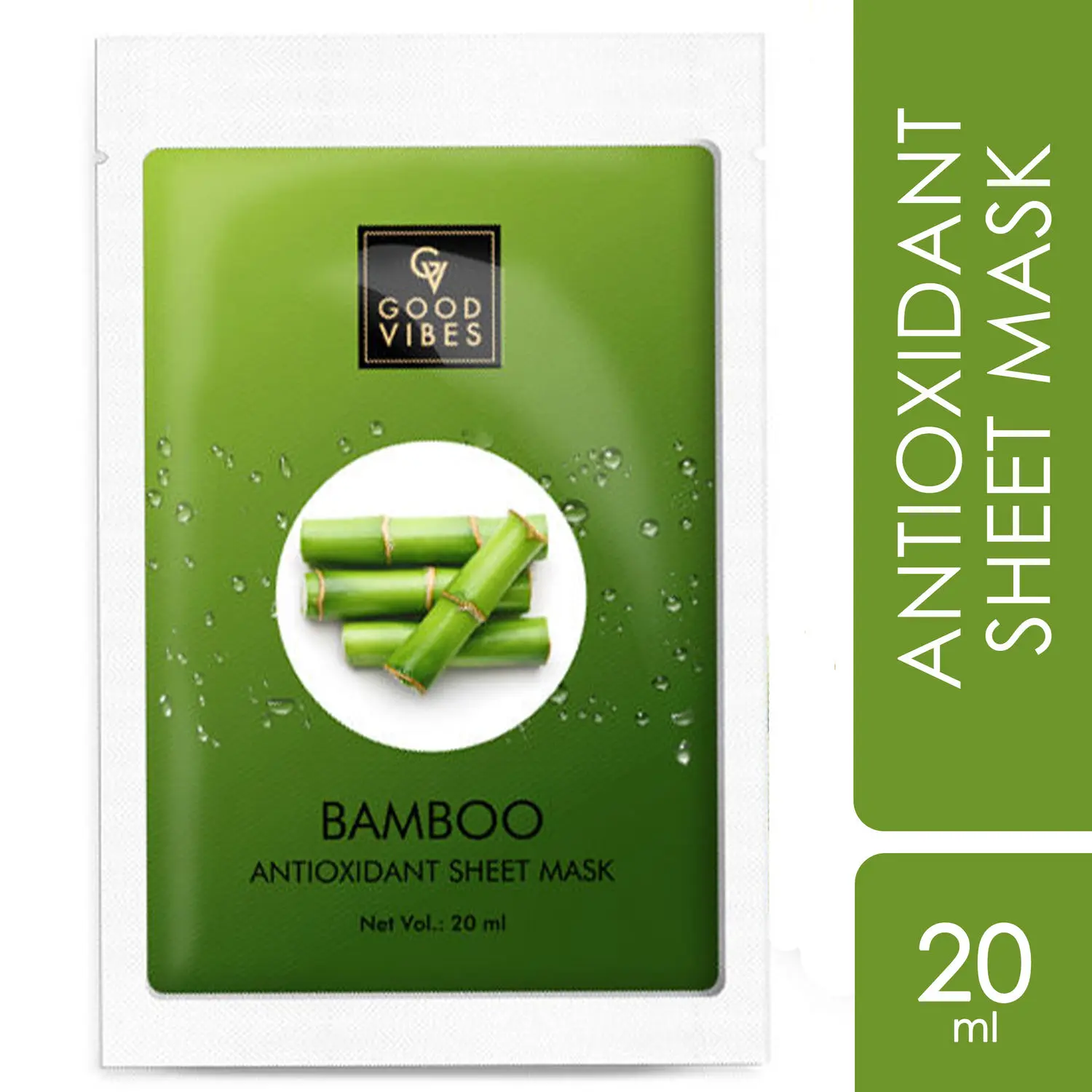 Good Vibes Bamboo Antioxidant Sheet Mask | Sun Protection, Hydrating, Moisturizing | No Animal Testing (20 ml)