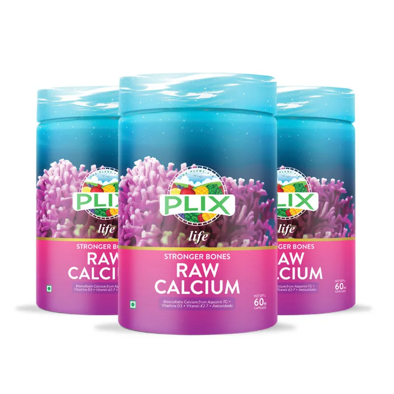 Plix Life Raw Calcium For Stronger Joints & Bones, Pack Of 3