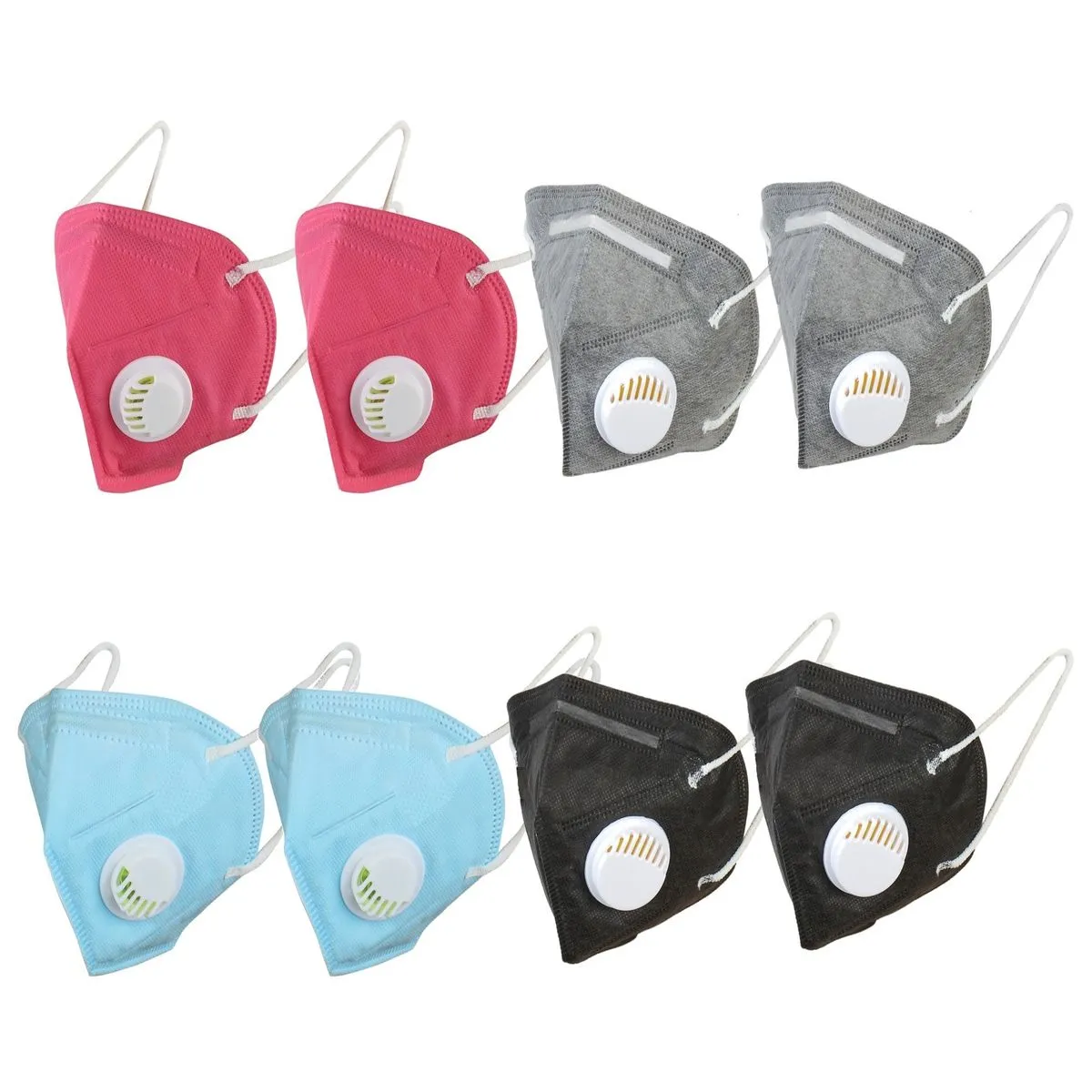 OOMPH Pack Of 8 Kn95/n95 Anti-pollution Reusable 5 Layer Mask Color: Black Blue Grey Pink