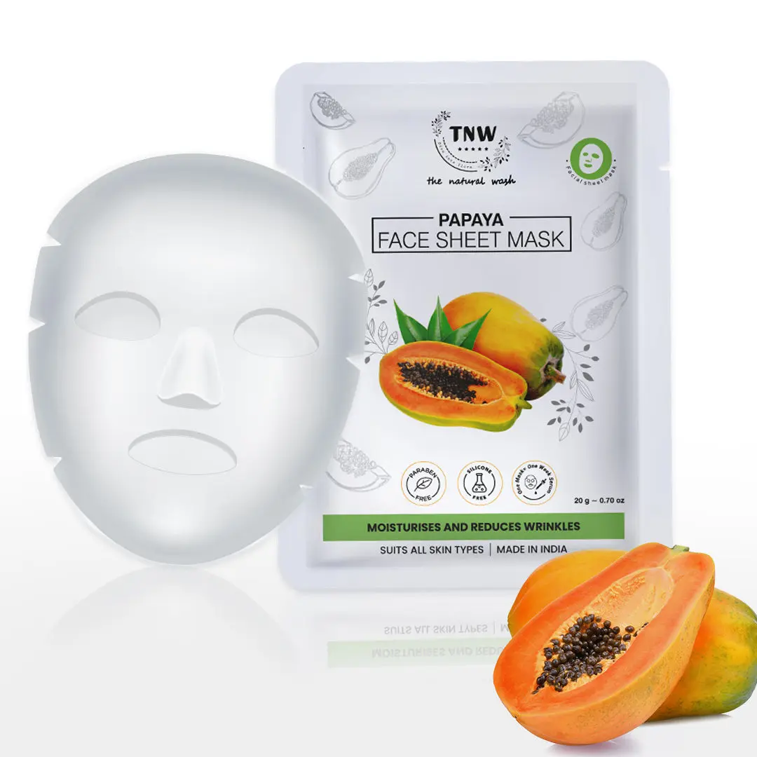 TNW - The Natural Wash Papaya Face Sheet Mask For Moisturises & Reduces Wrinkles | All Skin Type (20 g)