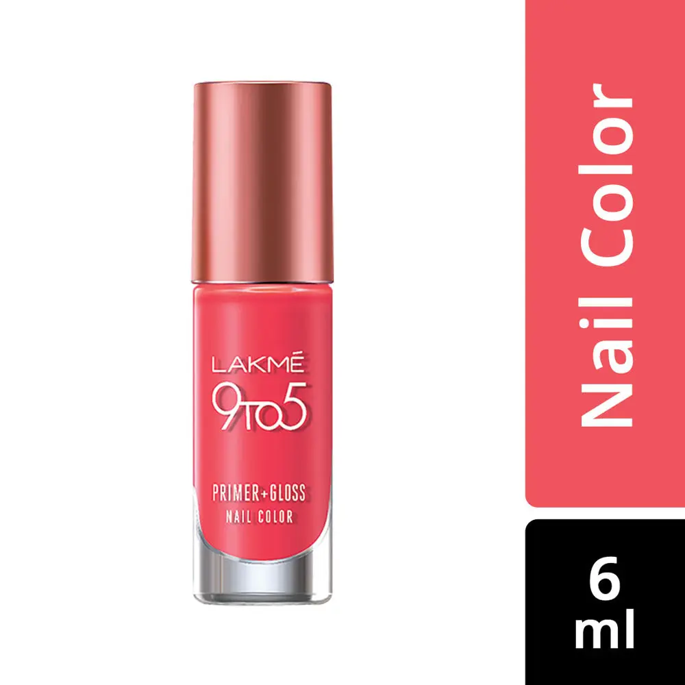 Lakme 9 To 5 Primer + Gloss Nail Color - Blush Punch (6 ml)