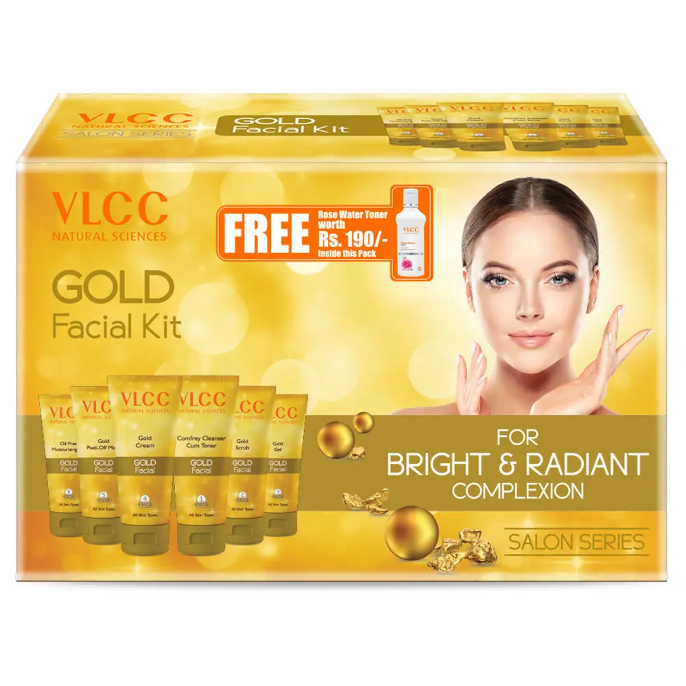 VLCC Gold Facial Kit + FREE Rose Water Toner Worth (300 g + 100 ml)