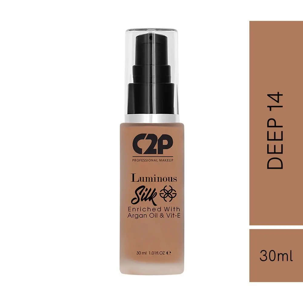 C2P Pro Luminous Silk Liquid Foundation Enriched with Argan Oil & Vitamin E - Deep 14