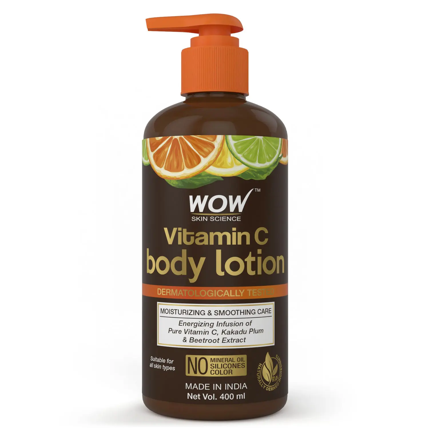 WOW Skin Science Vitamin C Body Lotion For Medium Hydration - Dull & Dry Skin - 400 ml