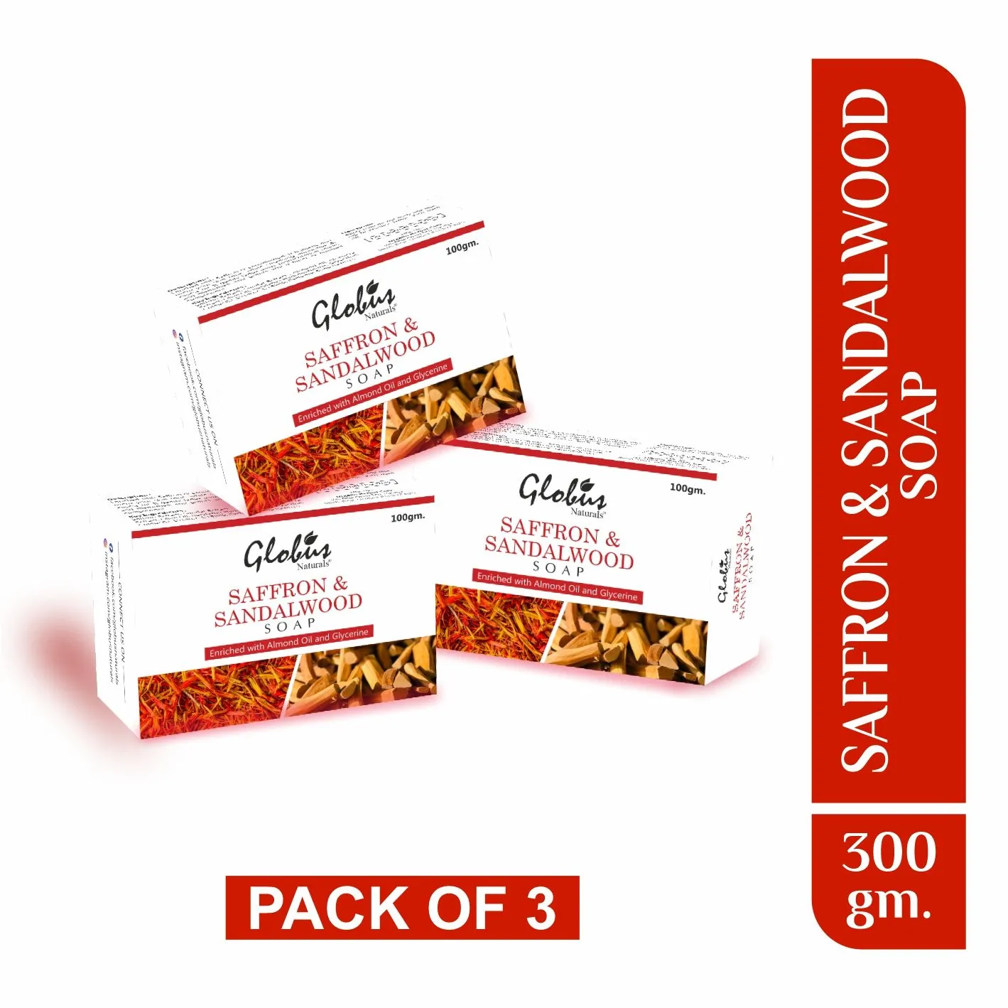 Globus Naturals Saffron & Sandalwood Soap (Pack Of 3)