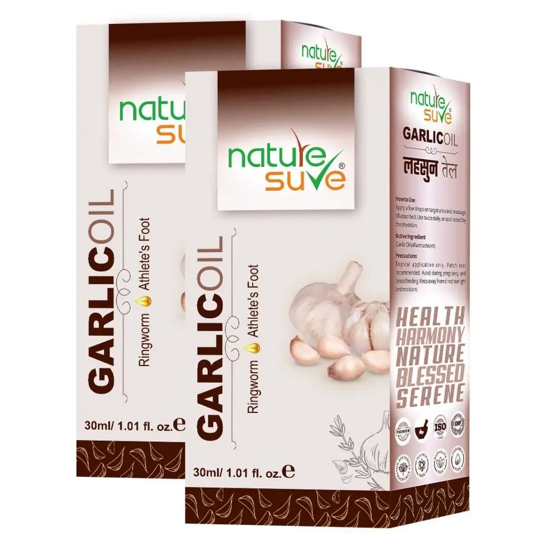 Nature Sure Garlic Oil for Ringworm and Athlete's Foot in Men & Women - 2 Packs (30ml Each)