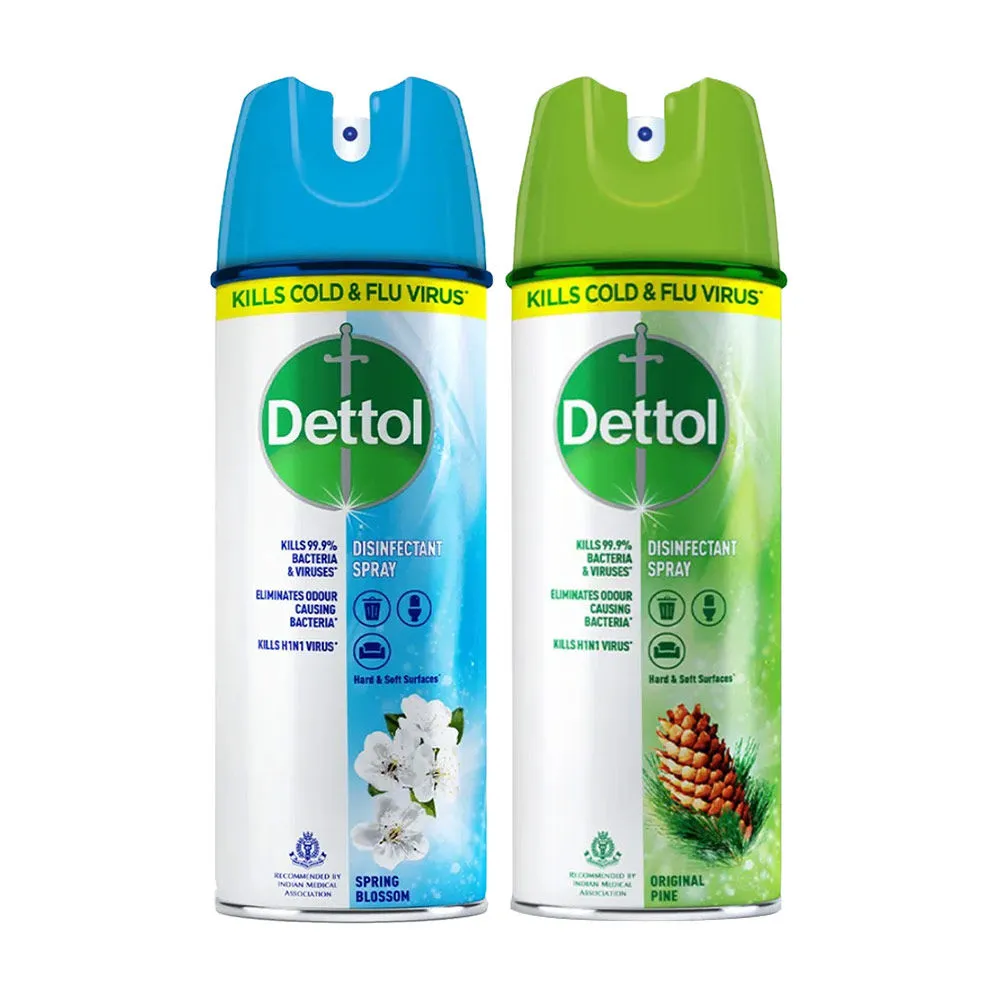 Dettol Spring Blossom & Original Pine Disinfectant Sanitizer Spray (Pack of 4)