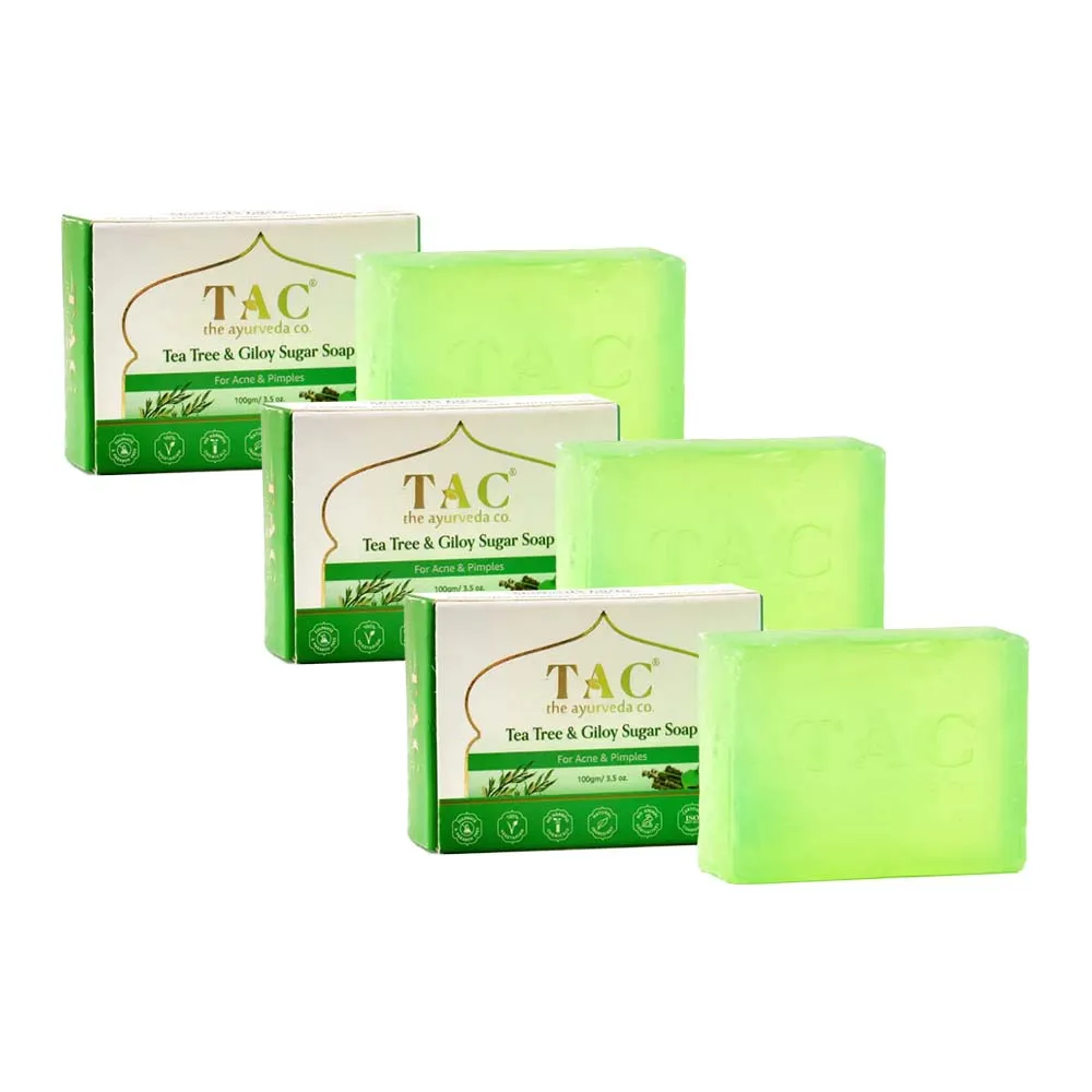 TAC - The Ayurveda Co. Tea Tree And Giloy Handmade Sugar Soap (pack Of 3)