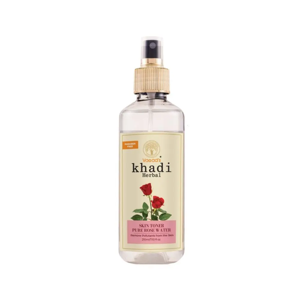 Vagad's Khadi Rose Water 210ml | remove pollutants and impurities | Parabens Free | Silicon Free