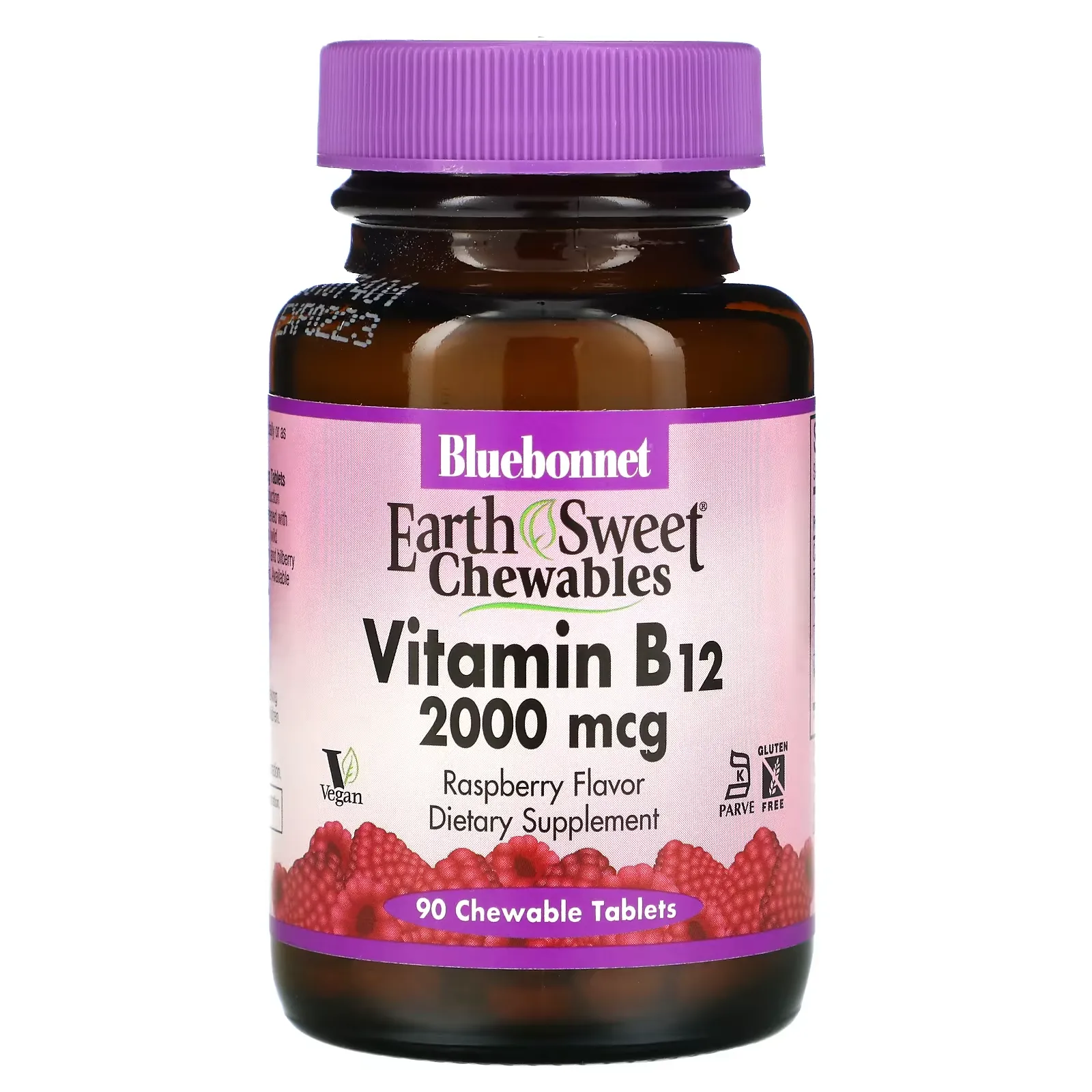 EarthSweet Chewables, Vitamin B12, Raspberry , 2,000 mcg, 90 Chewable Tablets