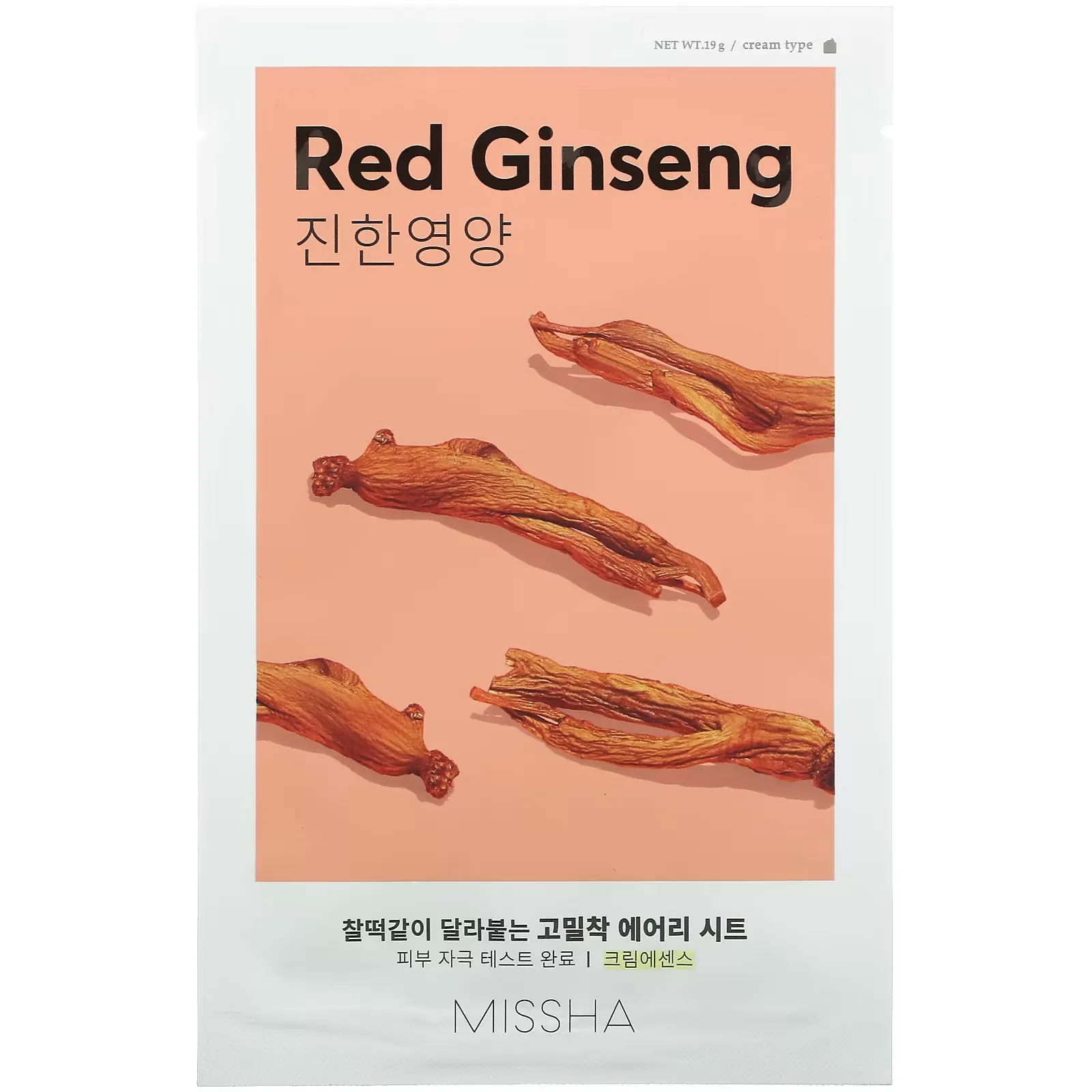 Airy Fit Beauty Sheet Mask, Red Ginseng, 1 Sheet, 19 g