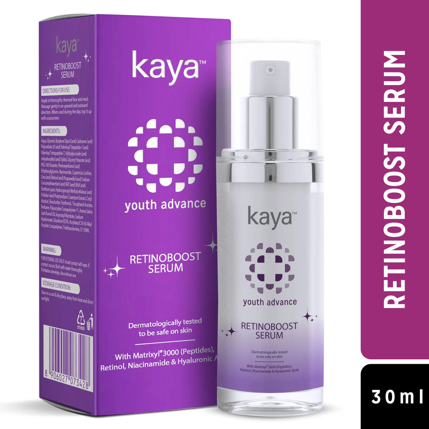 Kaya Retino Boost Serum Anti-agieng Face Serum With Matrixyl* 3000 (Peptides) Retinol Niacinamide & Hyaluronic Acid (30 ml)