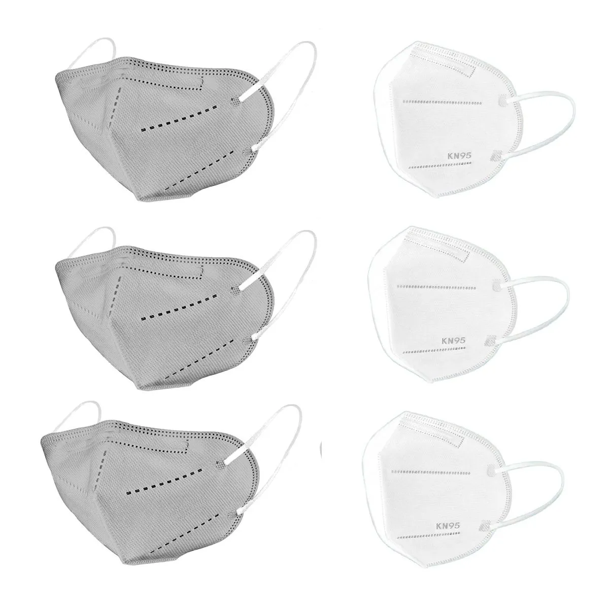 OOMPH Pack Of 6 Kn95/n95 Anti-pollution Reusable 5 Layer Mask Color: Grey,white