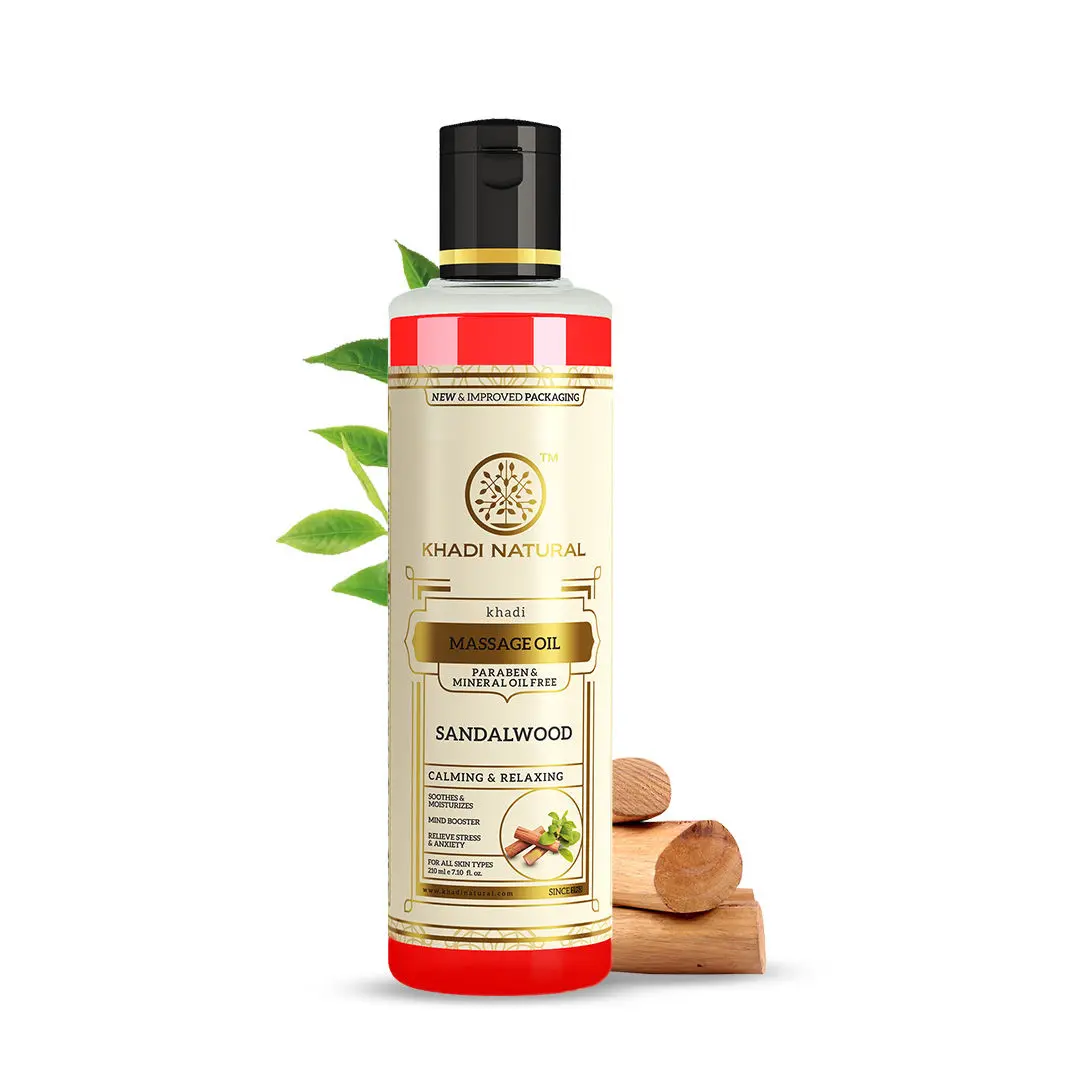 Khadi Natural Sandalwood Herbal Massage Oil| Paraben Free / Mineral Oil - (210ml)