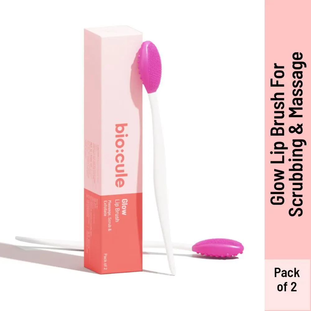 Biocule Glow Lip Brush For Lip Scrubbing, Exfoliation & Massage | Double Sided Brush | Pack Of 2