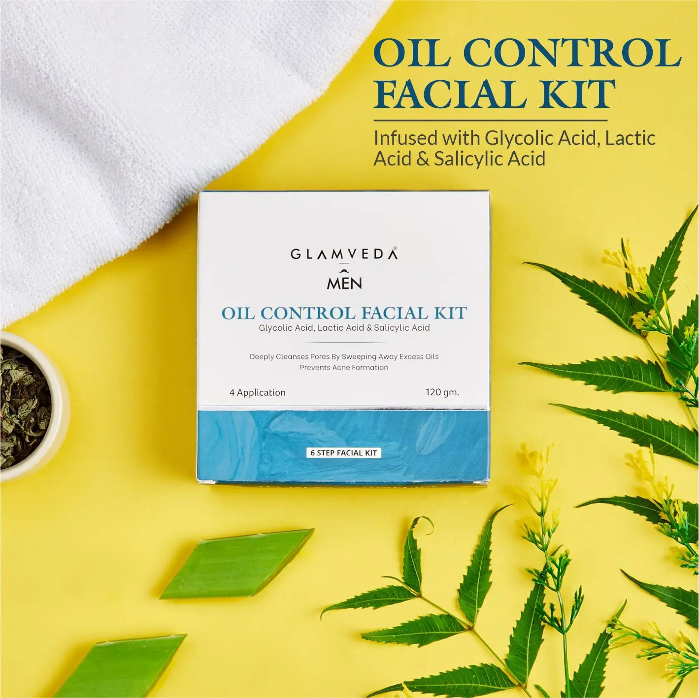 Glamveda Men Oil Control Facial Kit | 6 Steps Facial | 120 gm