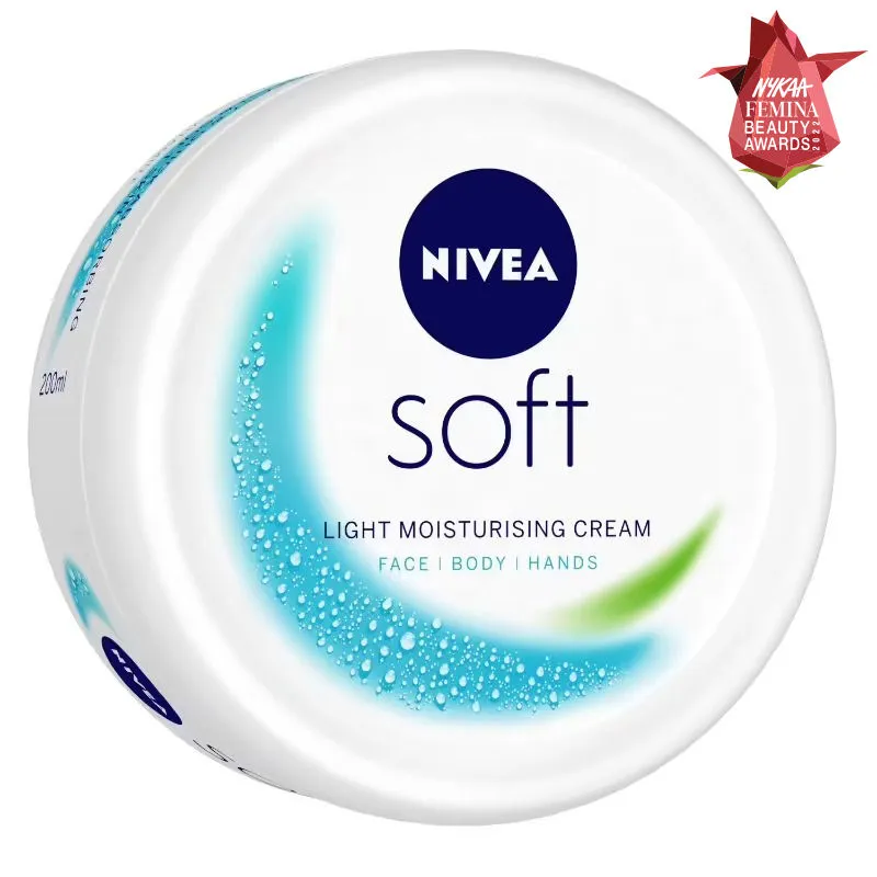 NIVEA Soft Light Moisturizer for Face, Hand & Body, Non-Sticky Cream with Vitamin E & Jojoba Oil