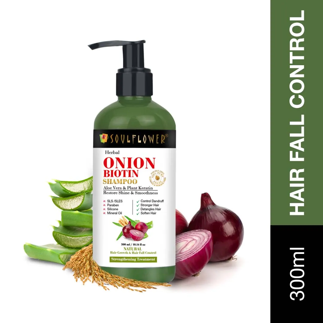 Soulflower Onion Shampoo With Biotin For Dry & Frizzy Hair, Oily Scalp, Dandruff, Sulphate Free